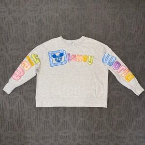Disney Parks Walt Disney World Rainbow Satin Appliqué Sweatshirt Women 1X Magic